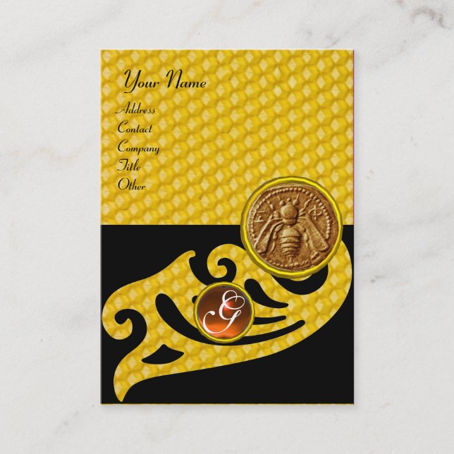 CARTÃO DE VISITA ABELHA DE MEL, MONOGRAMA APIARISTA DE CARNE (Frente)