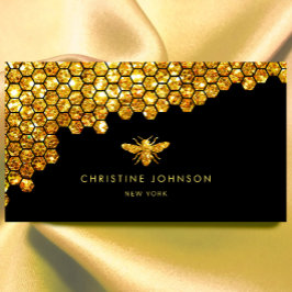 Cartão De Visita abelha reluzente de ouro falso de mel