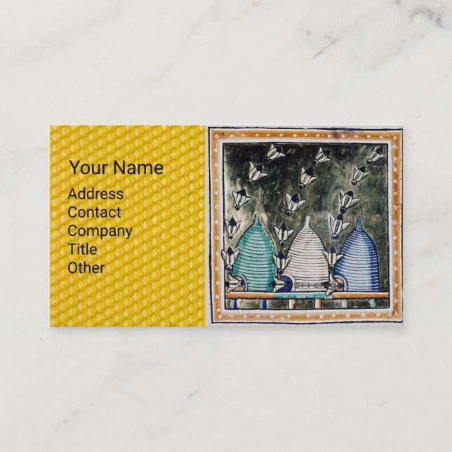 CARTÃO DE VISITA ABELHAS DE MEL, CASAS DE ABELHA, APICULTURA, APIÁR (Frente)