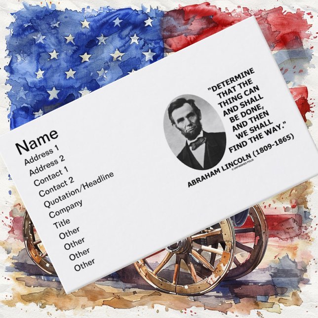 Cartão De Visita Abraham Lincoln Determina O Que Pode Ser Feito (Inspirational business card featuring goal-oriented determination quote by Abraham Lincoln)
