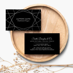 Cartão De Visita Abstenções: Geometric Silver Lines Modern