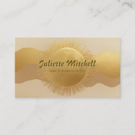 Cartão De Visita Abstract Gold Sun Hair & Makeup Artist Card