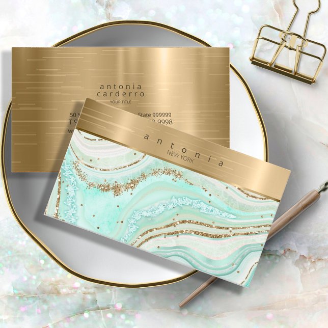 Cartão De Visita Abstrato Agate Monograma, ID827 (Criador carregado)