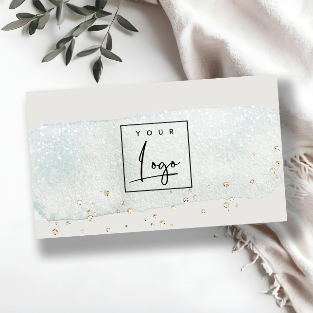 Cartão De Visita Abstrato Aqua Azul Pincel Azul Rolha Aquarela Logo (Criador carregado)