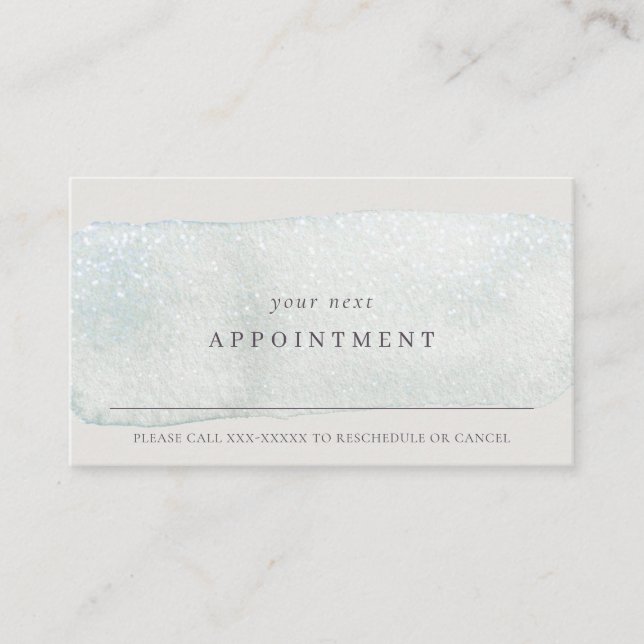 Cartão De Visita Abstrato Aqua Silver Stoke Watercolor Compromisso (Frente)