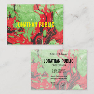 Cartão De Visita Abstrato Art Moderno Vermelho Elegante E Verde