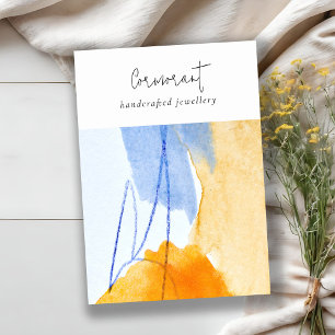 Cartão De Visita Abstrato Azul Amarelo Vazio de Aquarelas com Amar