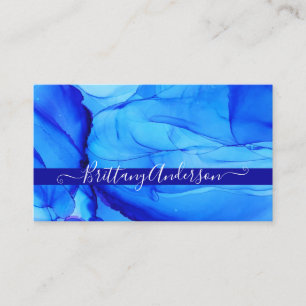 Cartão De Visita Abstrato Azul Indigo Personalizado Exclusivo