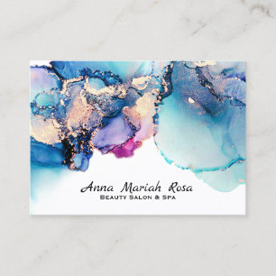 Cartão De Visita *~* Abstrato Azul Turquesa Teal Dourado