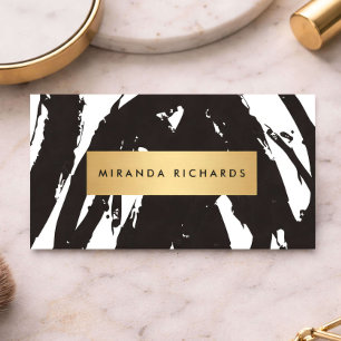 Cartão De Visita Abstrato Black Brushstrokes para Makeup Artist