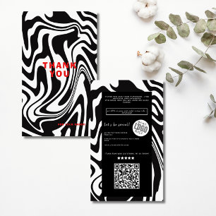 Cartão De Visita Abstrato branco e preto muito obrigado