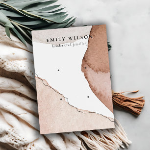 Cartão De Visita Abstrato Brown Beige Watercolor 2 Earrando