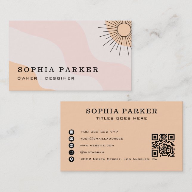 Cartão De Visita Abstrato Colorida Sunburst (Frente/Verso)