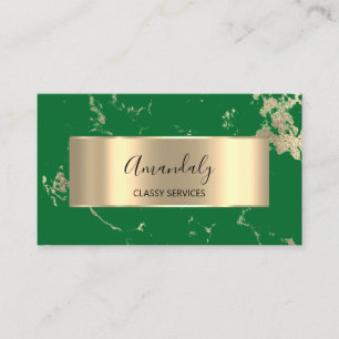 Cartão De Visita Abstrato com mármore verde Dourado VIP profission