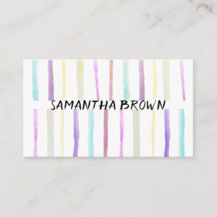 Cartão De Visita abstrato d aquarela listras coloridas e personaliz