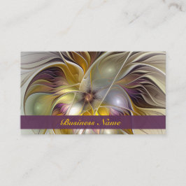 Cartão De Visita Abstrato da Fantasia Colorida Flor Moderno Fractal