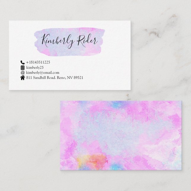 Cartão De Visita Abstrato de Aquarela (Frente/Verso)