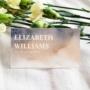 Cartão De Visita Abstrato de Aquarela Azul-bege