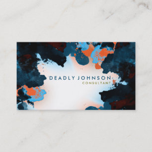 Cartão De Visita Abstrato de Aquarela, Elegante, Legal Mar Natureza