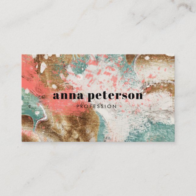 Cartão De Visita Abstrato de Arte Moderna Azul (Frente)