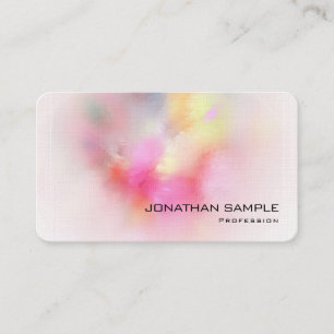 Cartão De Visita Abstrato de Arte Moderna Premium Linen Elegante