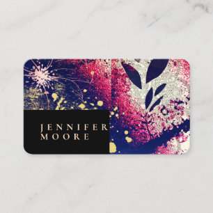 Cartão De Visita Abstrato de Borgonha Dourada Elegante Chic Moderno