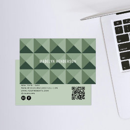 Cartão De Visita Abstrato de código QR moderno geométrico Vertical