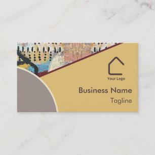 Cartão De Visita Abstrato de Elegância neutra acentua o logotipo Có