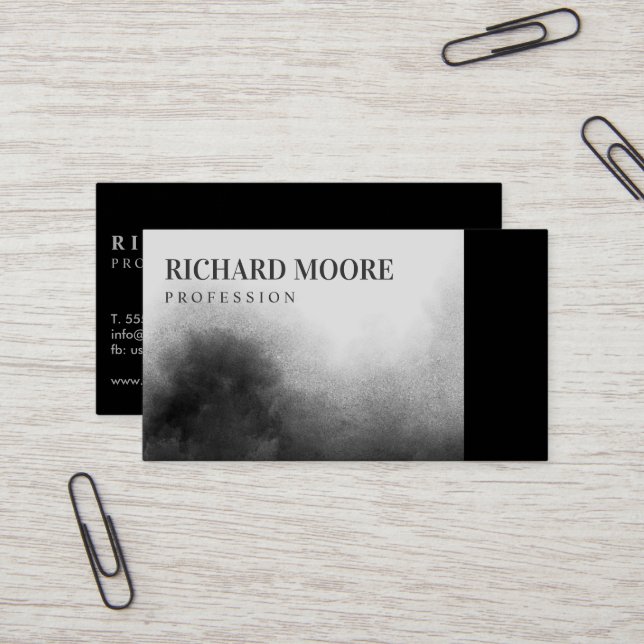 Cartão De Visita Abstrato de Paisagem Branca e Negra Elegante Moder (Frente/Verso In Situ)