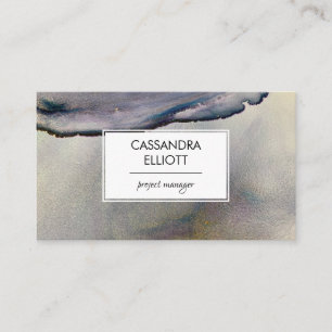 Cartão De Visita Abstrato Denim Blue & Dourado Álcool Tinta Líqui