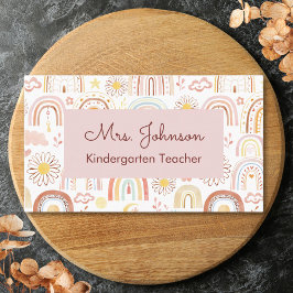 Cartão De Visita Abstrato dos arco-íris e flores margaridas colorid