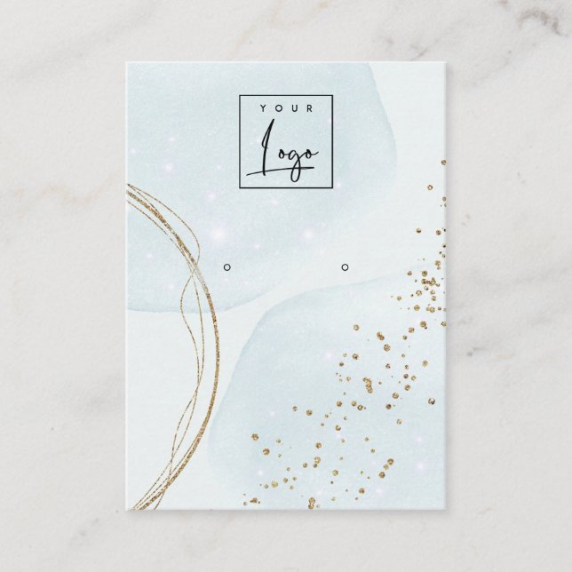 Cartão De Visita Abstrato Dourado Aqua Blue Stud Ecrã (Frente)