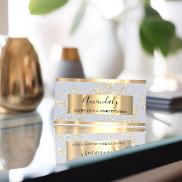 Cartão De Visita Abstrato Dourado Traços Frame Marble Pastel Azul