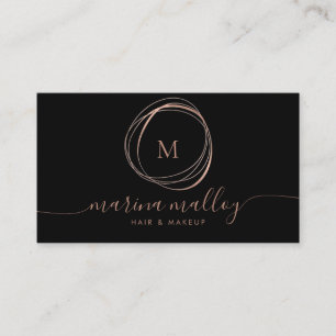 Cartão de Visita Abstrato em Dourado Rosa Falso Mo