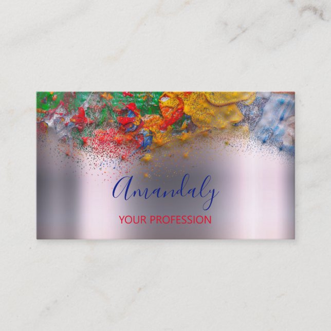 Cartão De Visita Abstrato Funky Trabalho de arte Makeup Artista Arc (Frente)