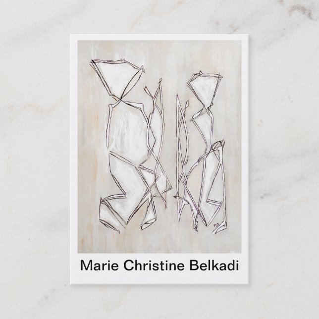 Cartão De Visita Abstrato Geométrico de Belas Artes Pretas Brancas (Frente)