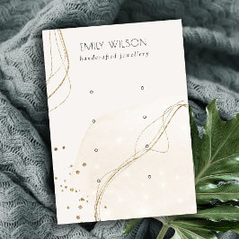 Cartão De Visita Abstrato Glitter Ivory Dourado 4 Stud Earring Disp