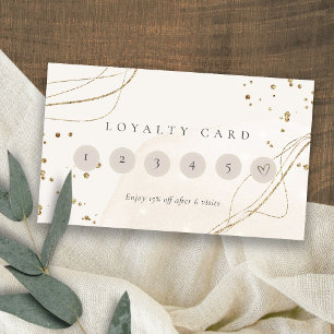 Cartão De Visita Abstrato Glitter Ivory Dourado 6 Punch Loyalties