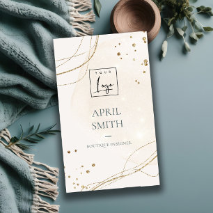 Cartão De Visita Abstrato Glitter Logotipo Dourado de Marca de Água