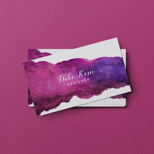 Cartão De Visita Abstrato Magenta Watercolor (Criador carregado)