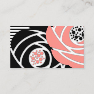 Cartão De Visita Abstrato moderna forma flores preto floral