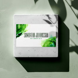 Cartão De Visita Abstrato Moderno Emerald Green Brush Trendy