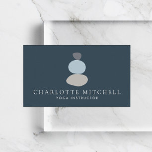 Cartão De Visita Abstrato moderno, Zen Stones Blue Logo Yoga, Massa
