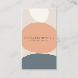 Cartão De Visita Abstrato moderno - Zen Stones Peach/Logotipo Azul