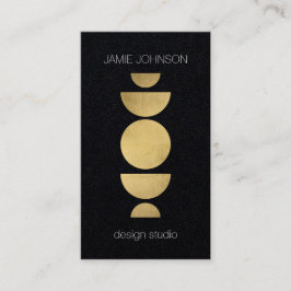 Cartão De Visita Abstrato Moon Fases Geométricas de Papel Preto