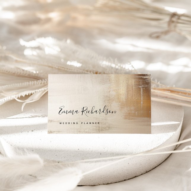 Cartão De Visita Abstrato ouro | Elegante (An elegant, faux gold and neutral abstract business card)