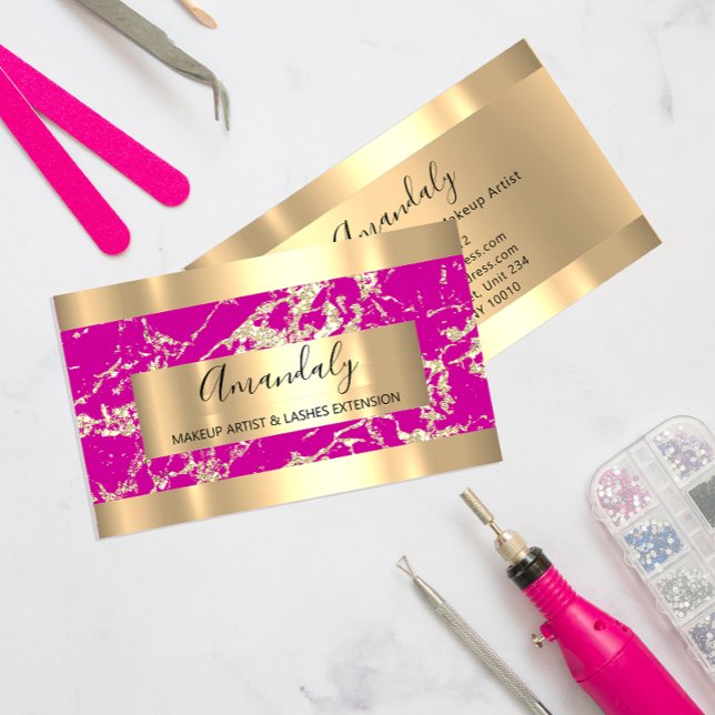Cartão De Visita Abstrato Ouro Quadro moderno mármore rosa SPA (Abstract Golden Frame Modern Marble Pink SPA Business Card)