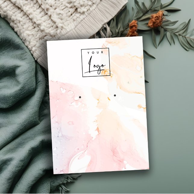 Cartão De Visita Abstrato Pink Watercolor Earration Logo Display (Criador carregado)