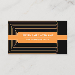 Cartão De Visita Abstrato preto moderno moldado em cor laranja, can