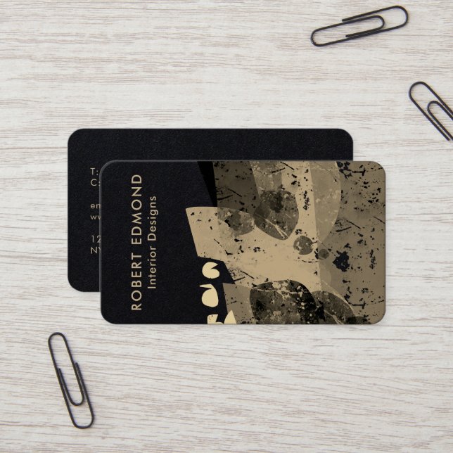 Cartão De Visita Abstrato QR exclusivo para Ouro artística do  de Q (Frente/Verso In Situ)